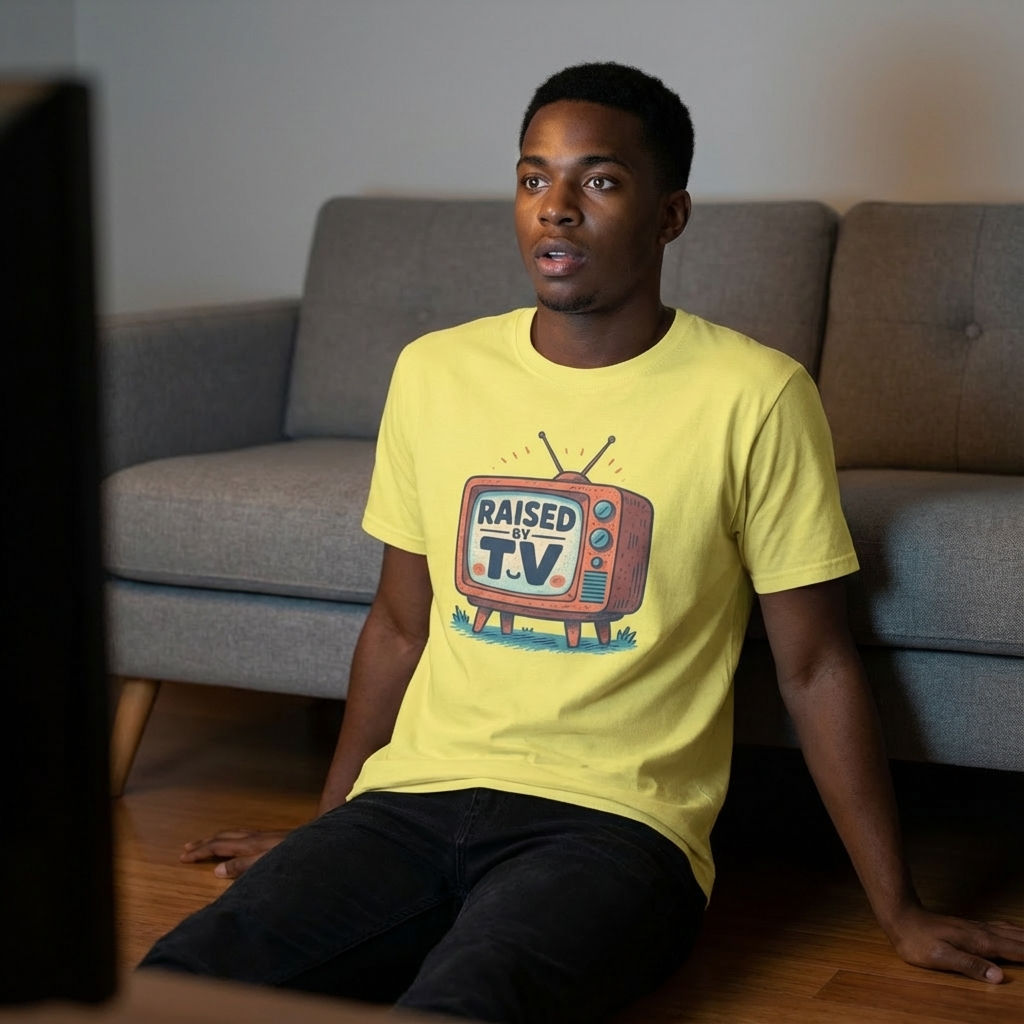 Raised by T.V. T-shirt*Studio*Cornsilk