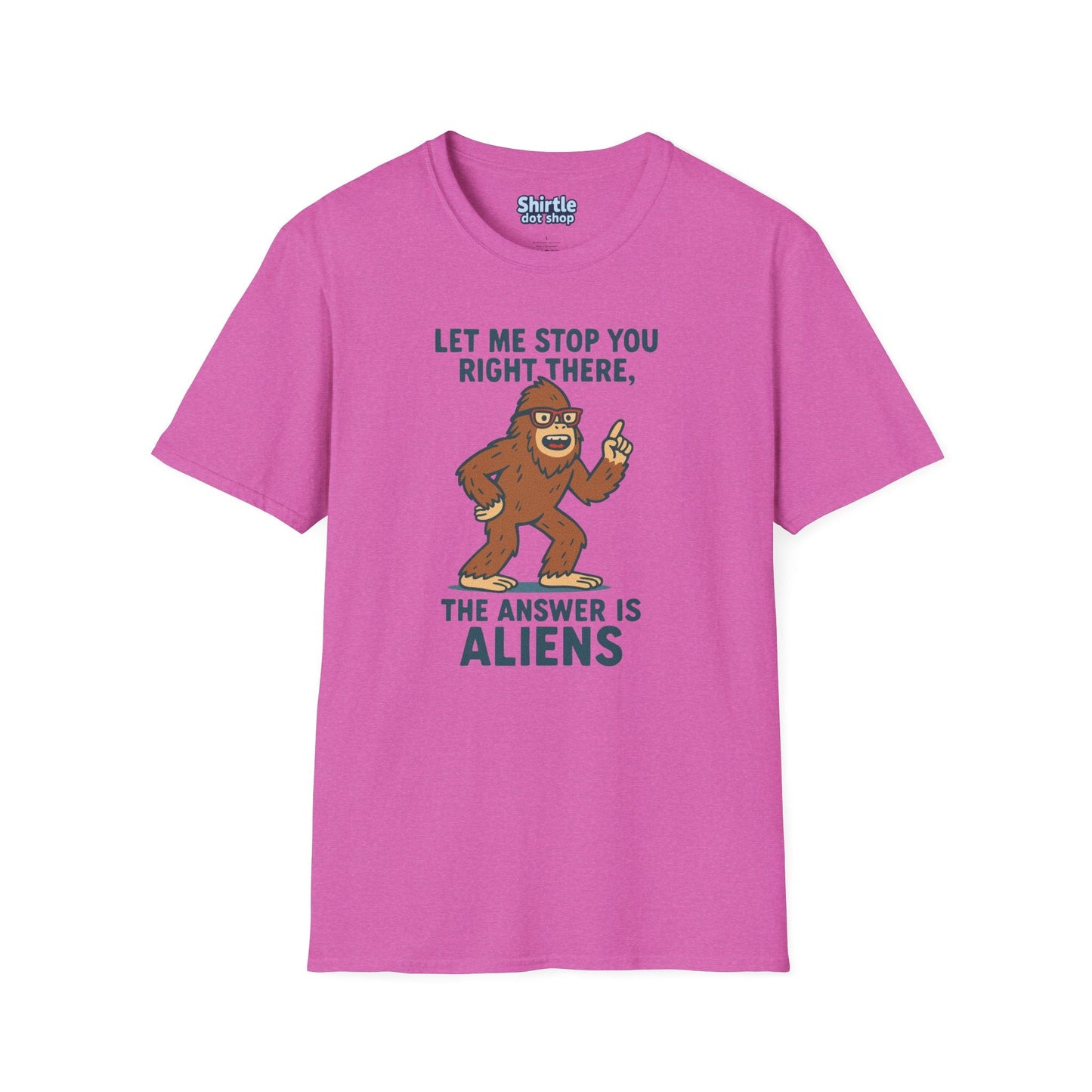 Bigfoot The Answer Is Aliens T-shirt*Flat*Heather Berry