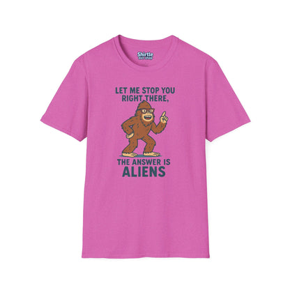 Bigfoot The Answer Is Aliens T-shirt*Flat*Heather Berry
