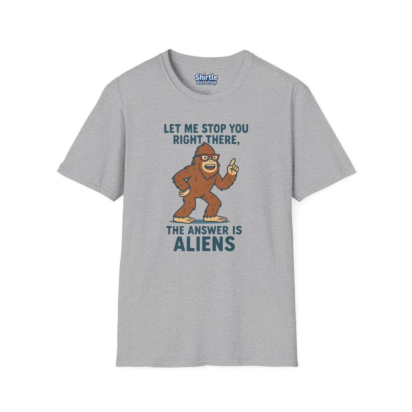Bigfoot The Answer Is Aliens T-shirt*Flat*Sport Grey