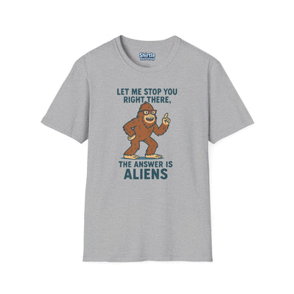 Bigfoot The Answer Is Aliens T-shirt*Flat*Sport Grey