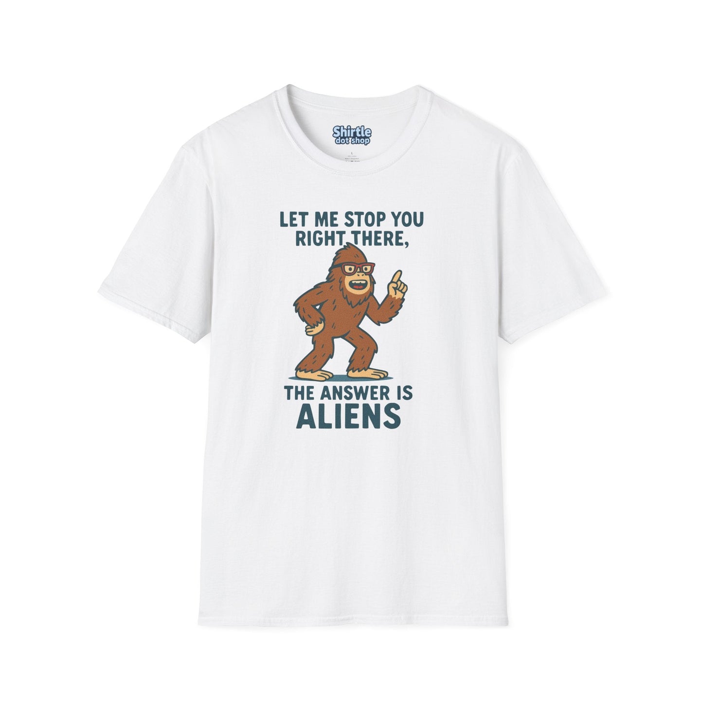 Bigfoot The Answer Is Aliens T-shirt*Flat*White