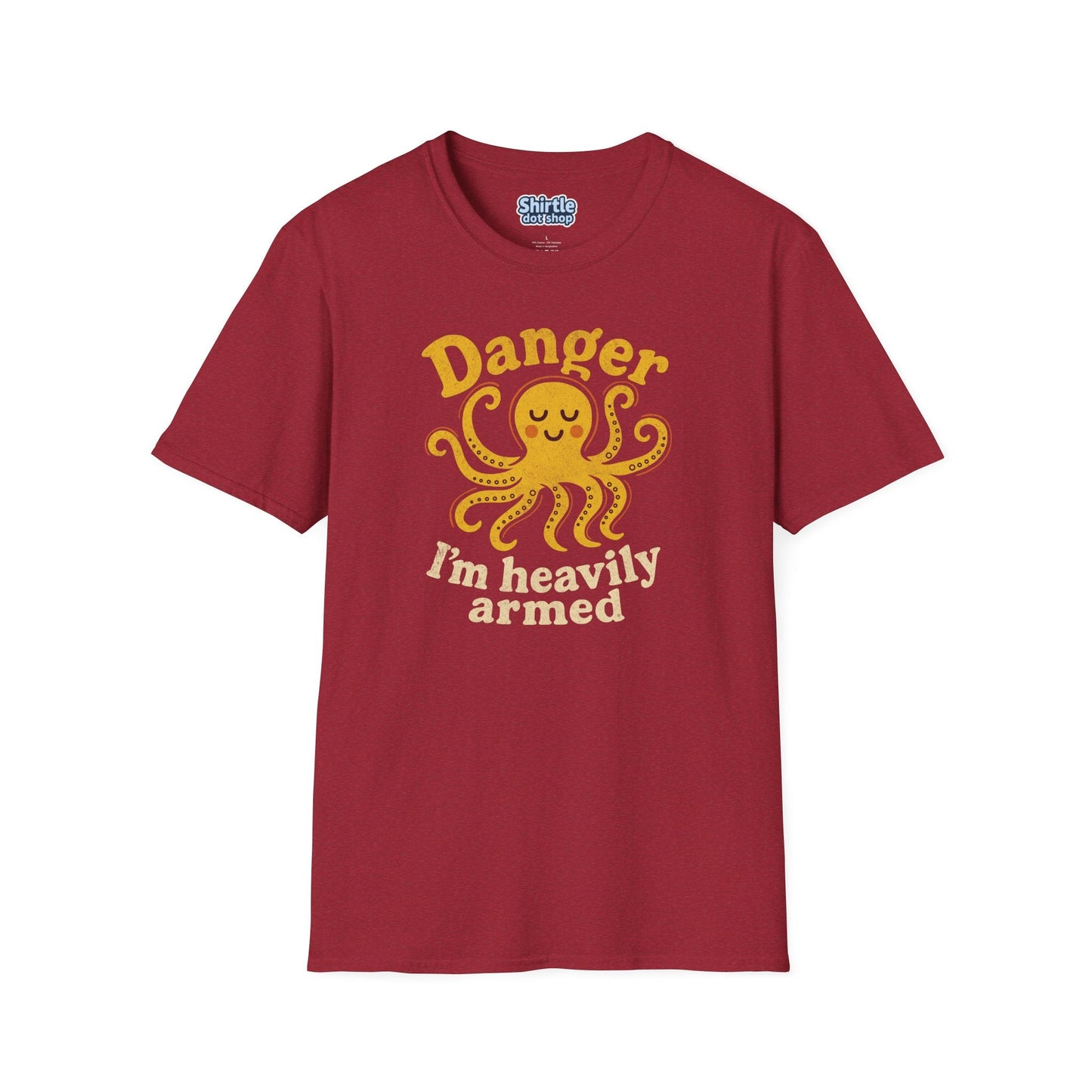 Danger Im Heavily Armed T-Shirt*Flat*Antique Cherry Red