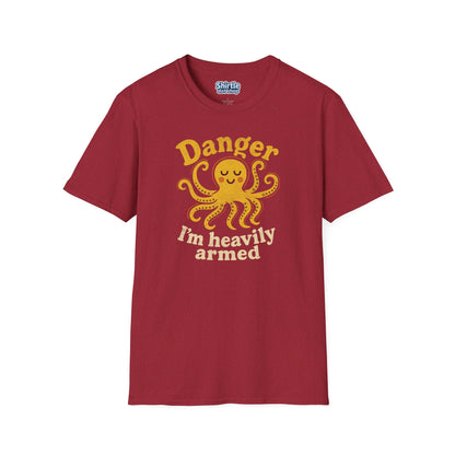 Danger Im Heavily Armed T-Shirt*Flat*Antique Cherry Red
