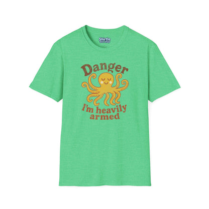 Danger Im Heavily Armed T-Shirt*Flat*Heather Irish Green