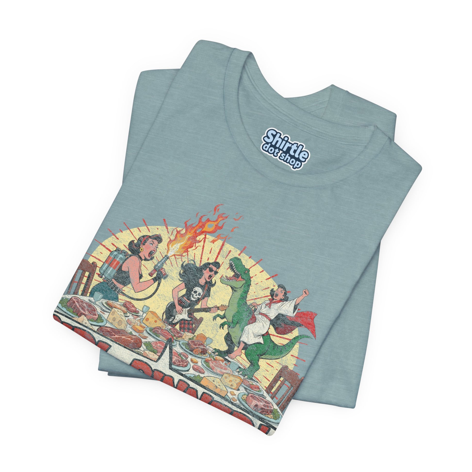 Girl Dinner T-shirt*Folded*Heather Blue Lagoon