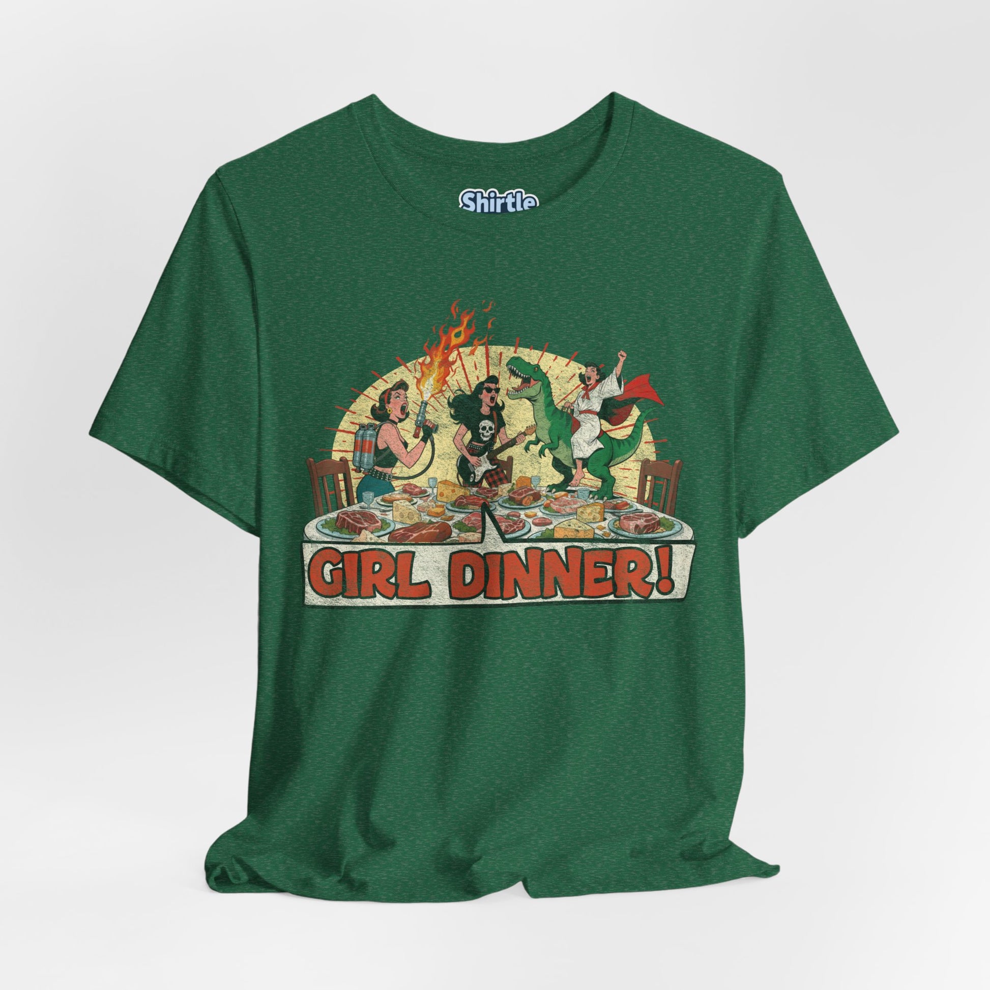 Girl Dinner T-shirt*Hang*Heather Grass Green