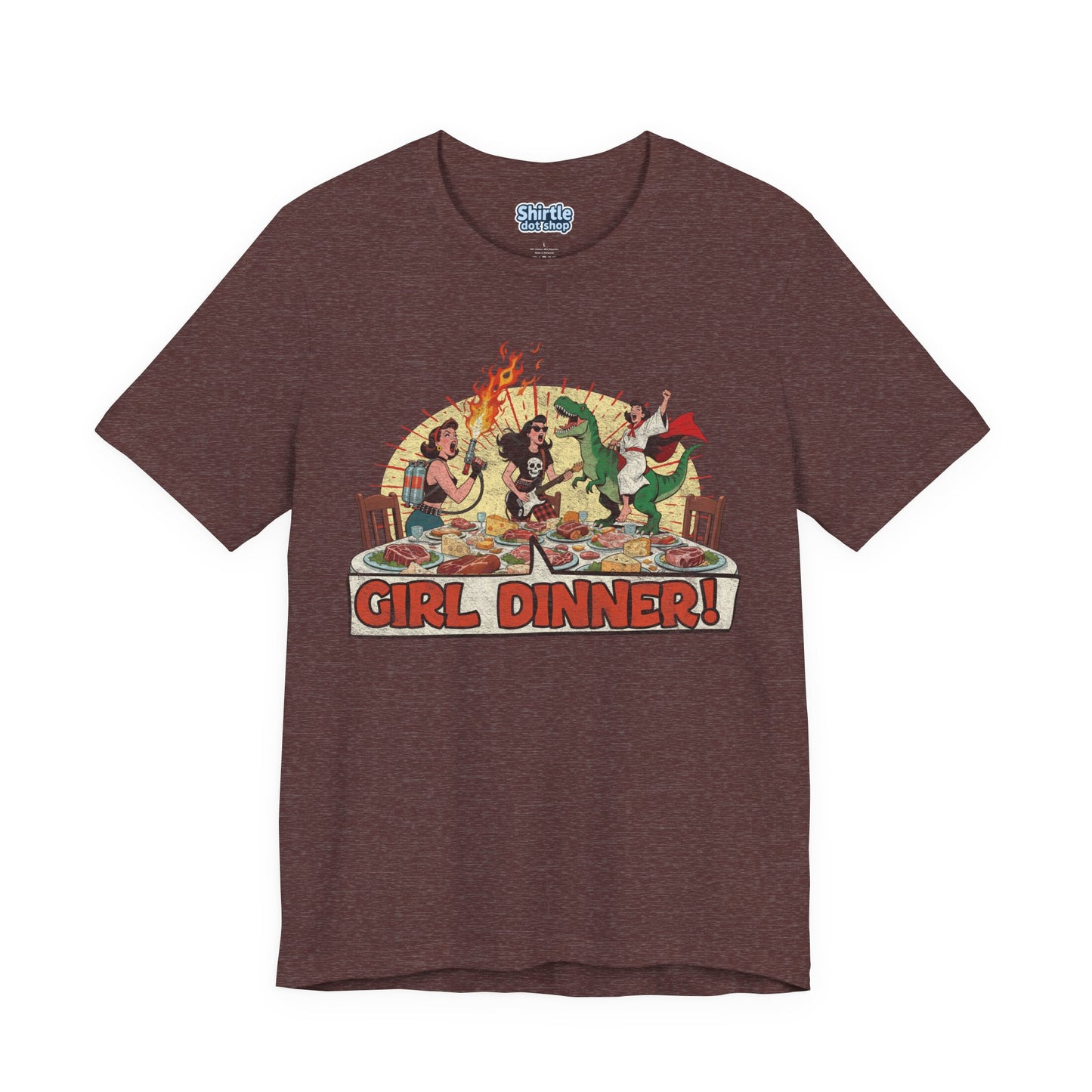 Girl Dinner T-shirt*Flat*Heather Maroon