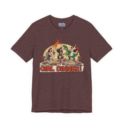 Girl Dinner T-shirt*Flat*Heather Maroon