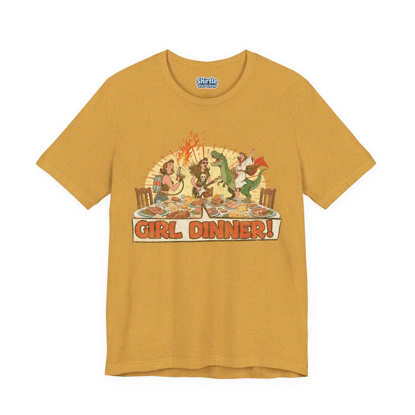 Girl Dinner T-shirt*Flat*Heather Mustard