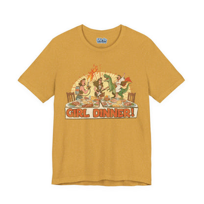 Girl Dinner T-shirt*Flat*Heather Mustard