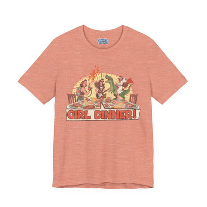 Girl Dinner T-shirt*Flat*Heather Prism Sunset