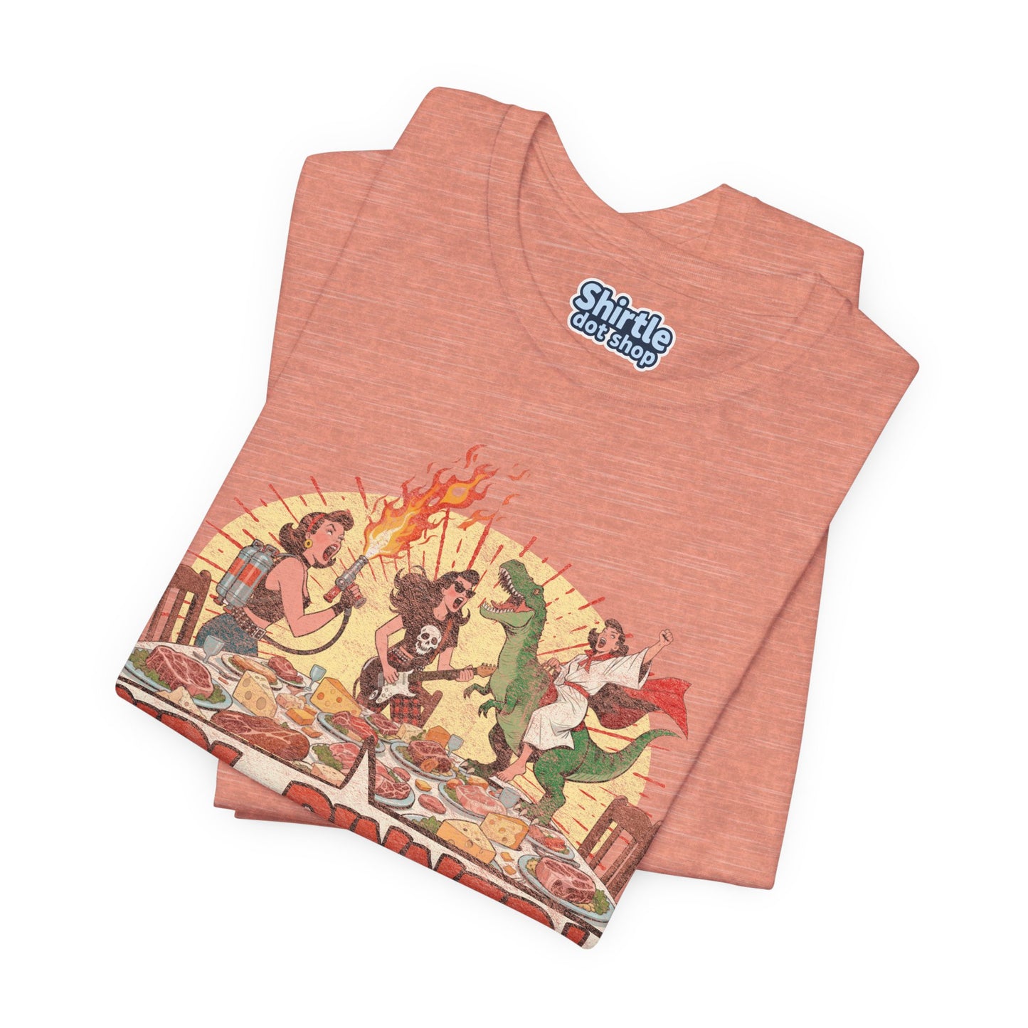 Girl Dinner T-shirt*Folded*Heather Prism Sunset
