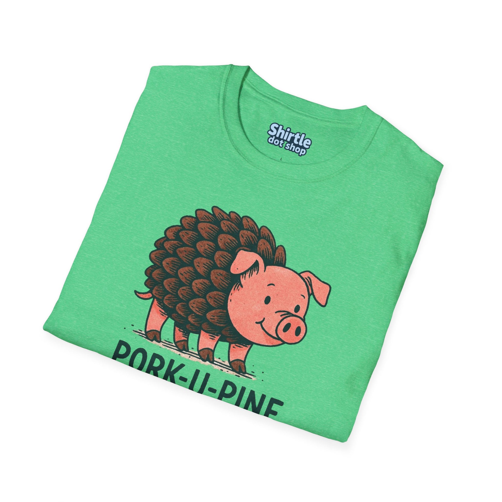 Pork-U-Pine T-shirt*Folded*Heather Irish Green