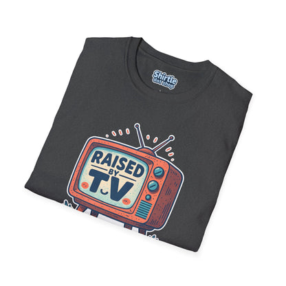 Raised by T.V. T-shirt*Folded*Dark Heather
