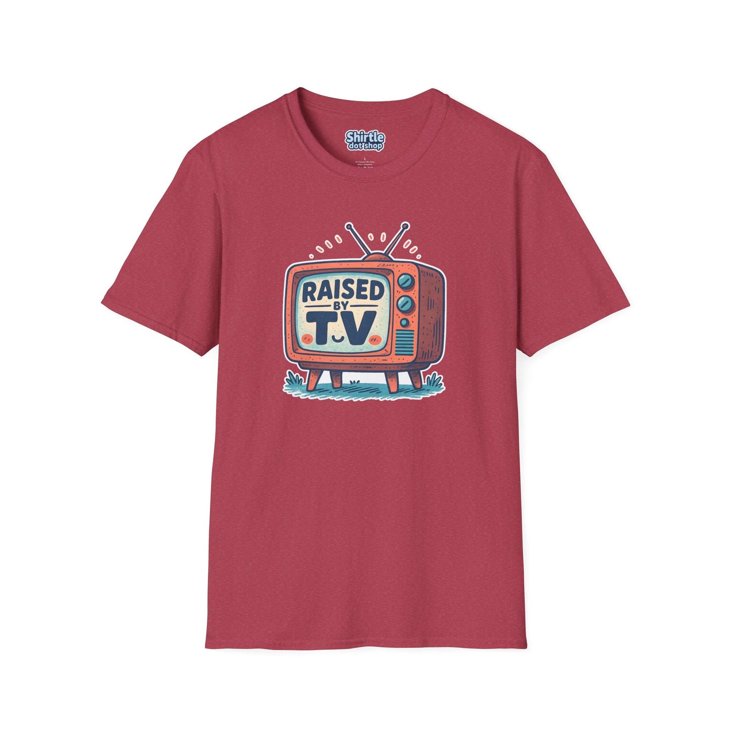 Raised by T.V. T-shirt*Flat*Heather Cardinal