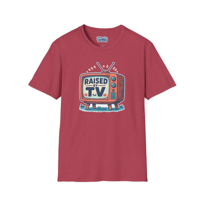 Raised by T.V. T-shirt*Flat*Heather Cardinal