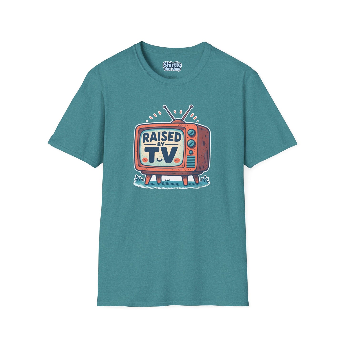 Raised by T.V. T-shirt*Flat*Heather Galapagos Blue