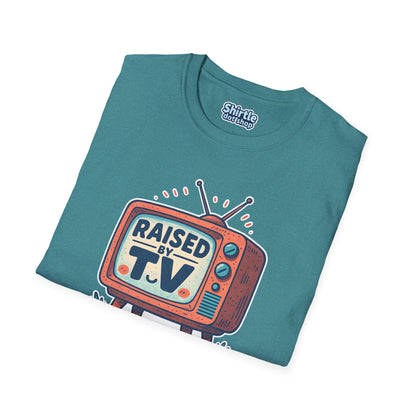 Raised by T.V. T-shirt*Folded*Heather Galapagos Blue