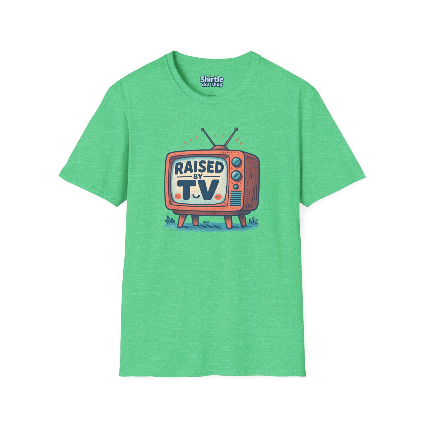 Raised by T.V. T-shirt*Flat*Heather Irish Green