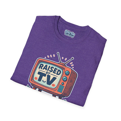 Raised by T.V. T-shirt*Folded*Heather Purple