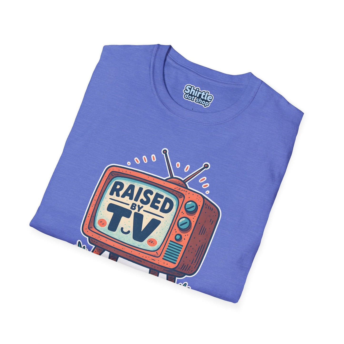 Raised by T.V. T-shirt*Folded*Heather Royal